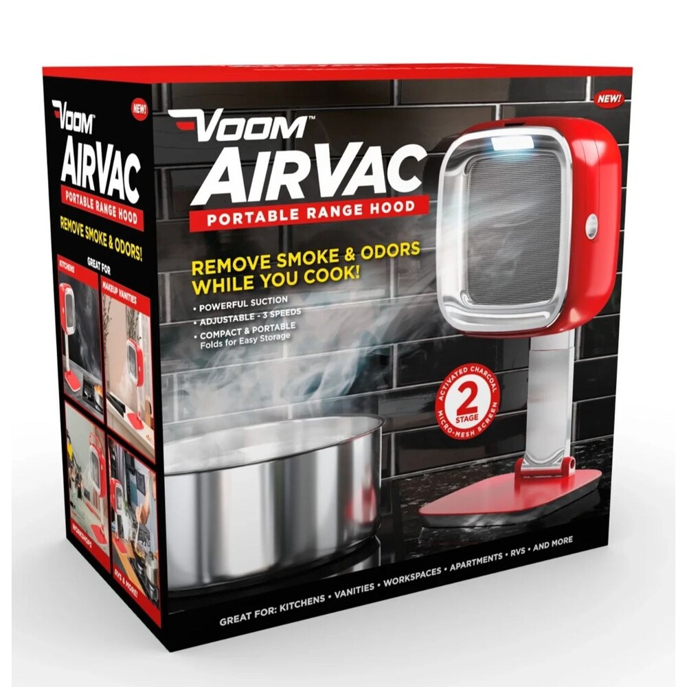 Voom AirVac Portable Range Hood 3 Speed RV Kitchen Exhaust Fan Low Noise NEW